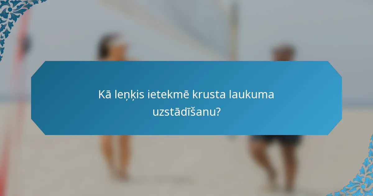 Kā leņķis ietekmē krusta laukuma uzstādīšanu?