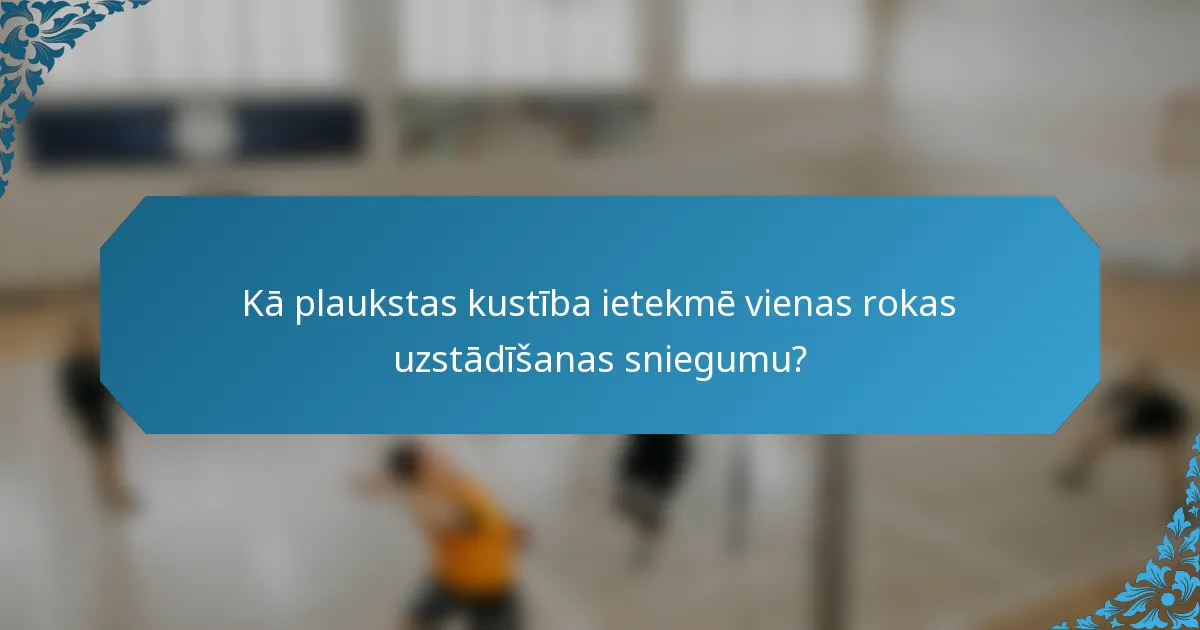 Kā plaukstas kustība ietekmē vienas rokas uzstādīšanas sniegumu?
