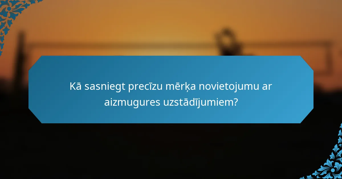 Kā sasniegt precīzu mērķa novietojumu ar aizmugures uzstādījumiem?