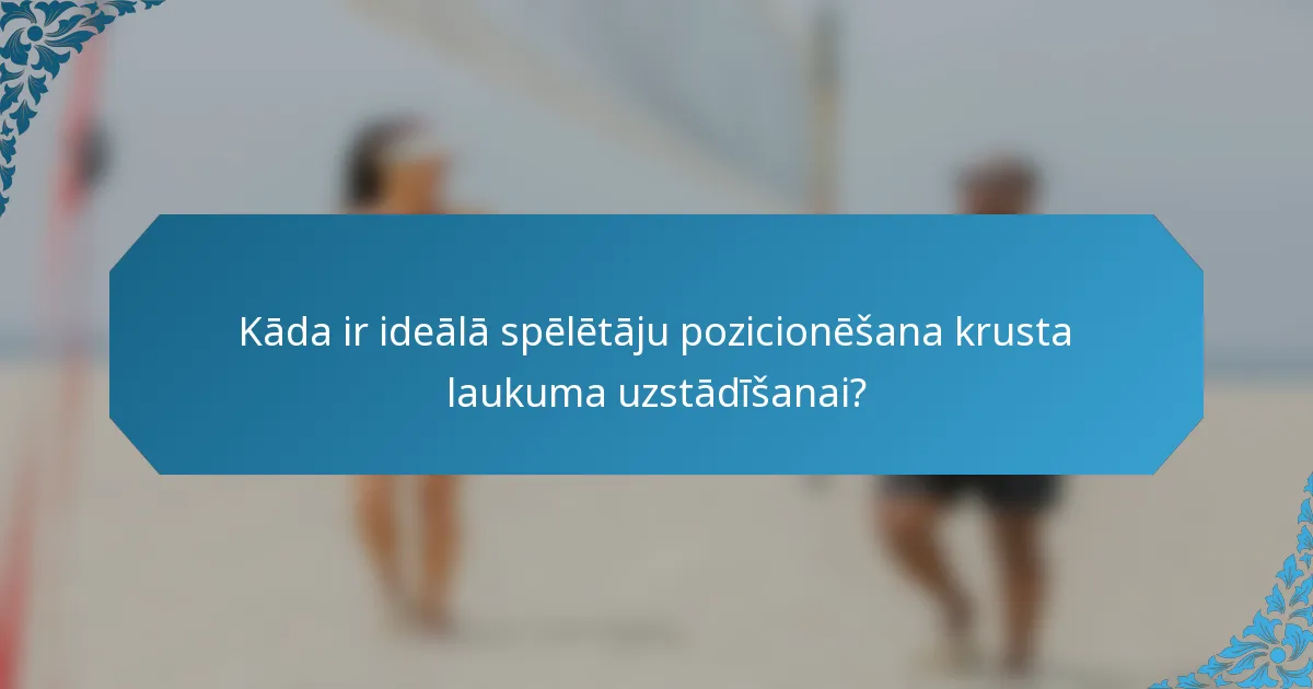 Kāda ir ideālā spēlētāju pozicionēšana krusta laukuma uzstādīšanai?