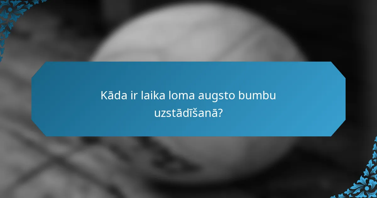 Kāda ir laika loma augsto bumbu uzstādīšanā?