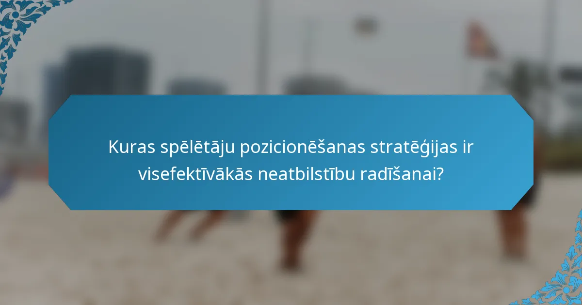 Kuras spēlētāju pozicionēšanas stratēģijas ir visefektīvākās neatbilstību radīšanai?